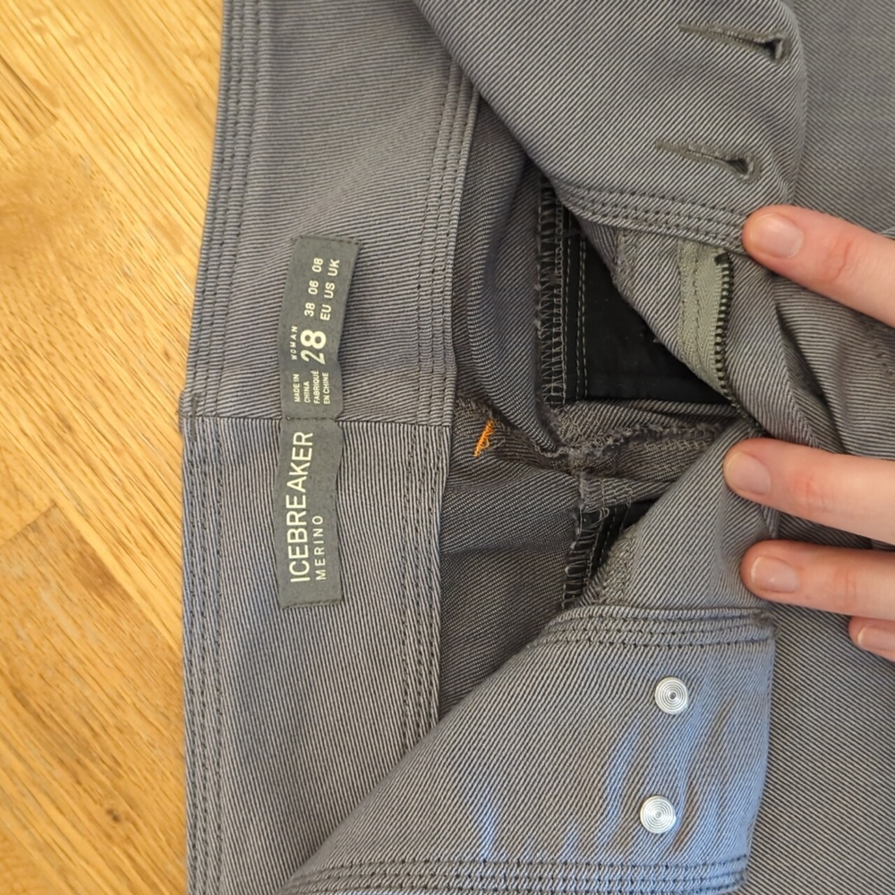 Icebreaker Merino Trousers, size 28, grey, 29.5 in inseam